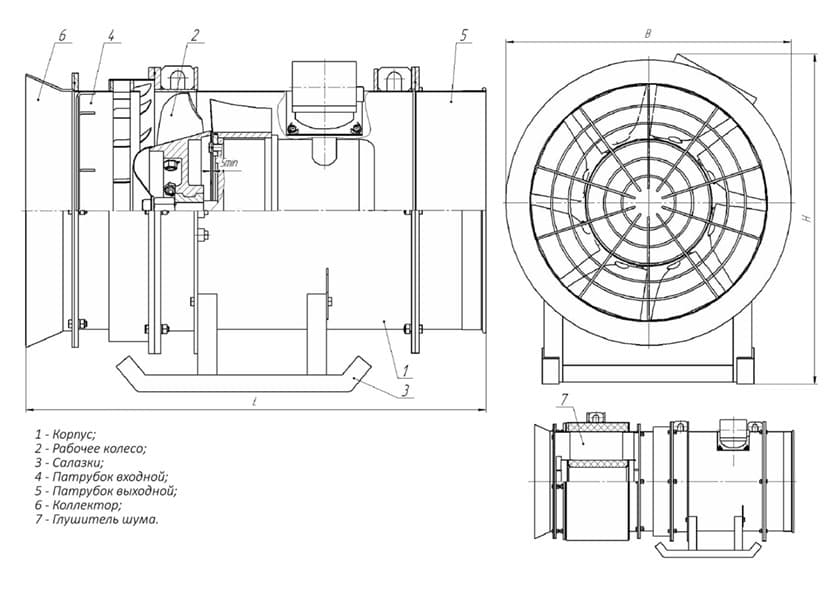 Вентилятор шахтный ВМЭ-8 чертеж