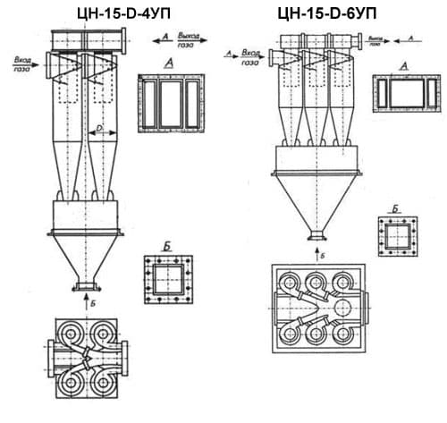 Циклон ЦН-15-4УП чертеж