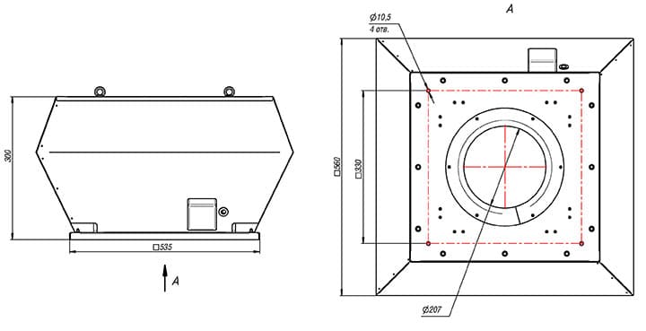 Вытяжной крышный вентилятор ВМК 310-4E (4D)