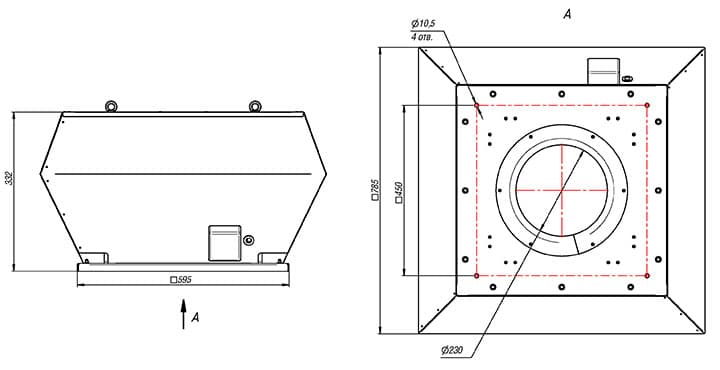Вытяжной крышный вентилятор ВМК 355-4E (4D)